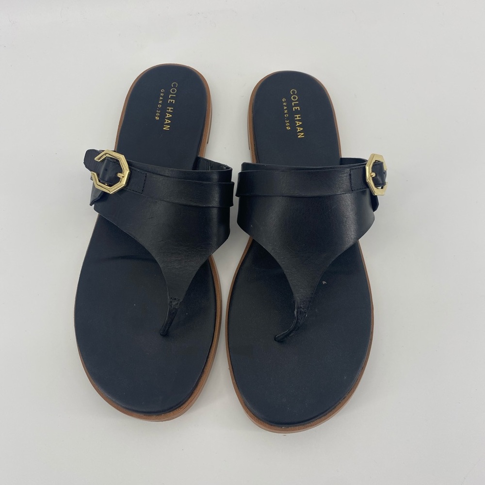 Cole Haan Felicity Buckle Leather Sandal Black
